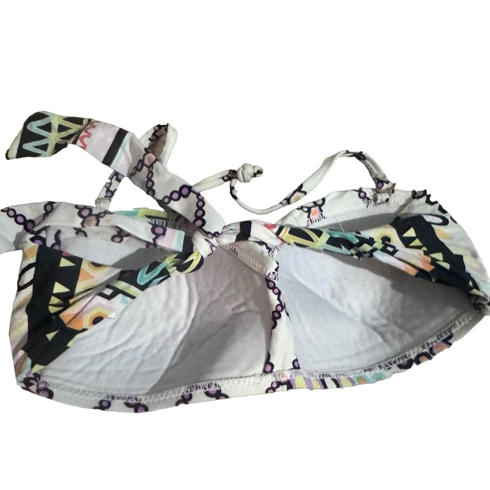 Trina Turk Bikini Top Size 4 Geometric Bandeau Strapless Swimsuit white - Picture 3 of 7